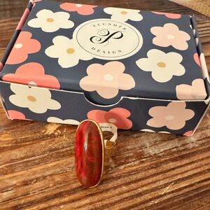 Plunder Thalia Ring NWT Red and Gold size 7